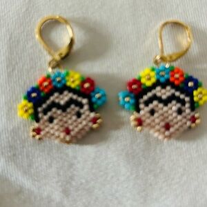 Beaded Frida Kahlo earrings